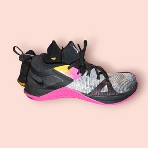 Nike Metcon Flyknit 3 Metallic Black Fuchsia Women's Training Shoe 8 Lightweight